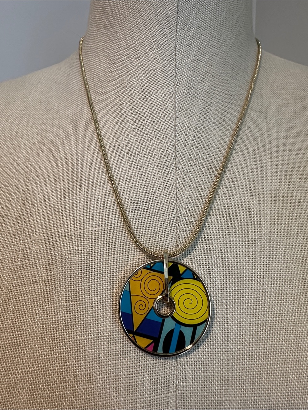 FREYWILLE Gold Plated Enamel Pendant & Chain NEW WITHOUT TAGS
